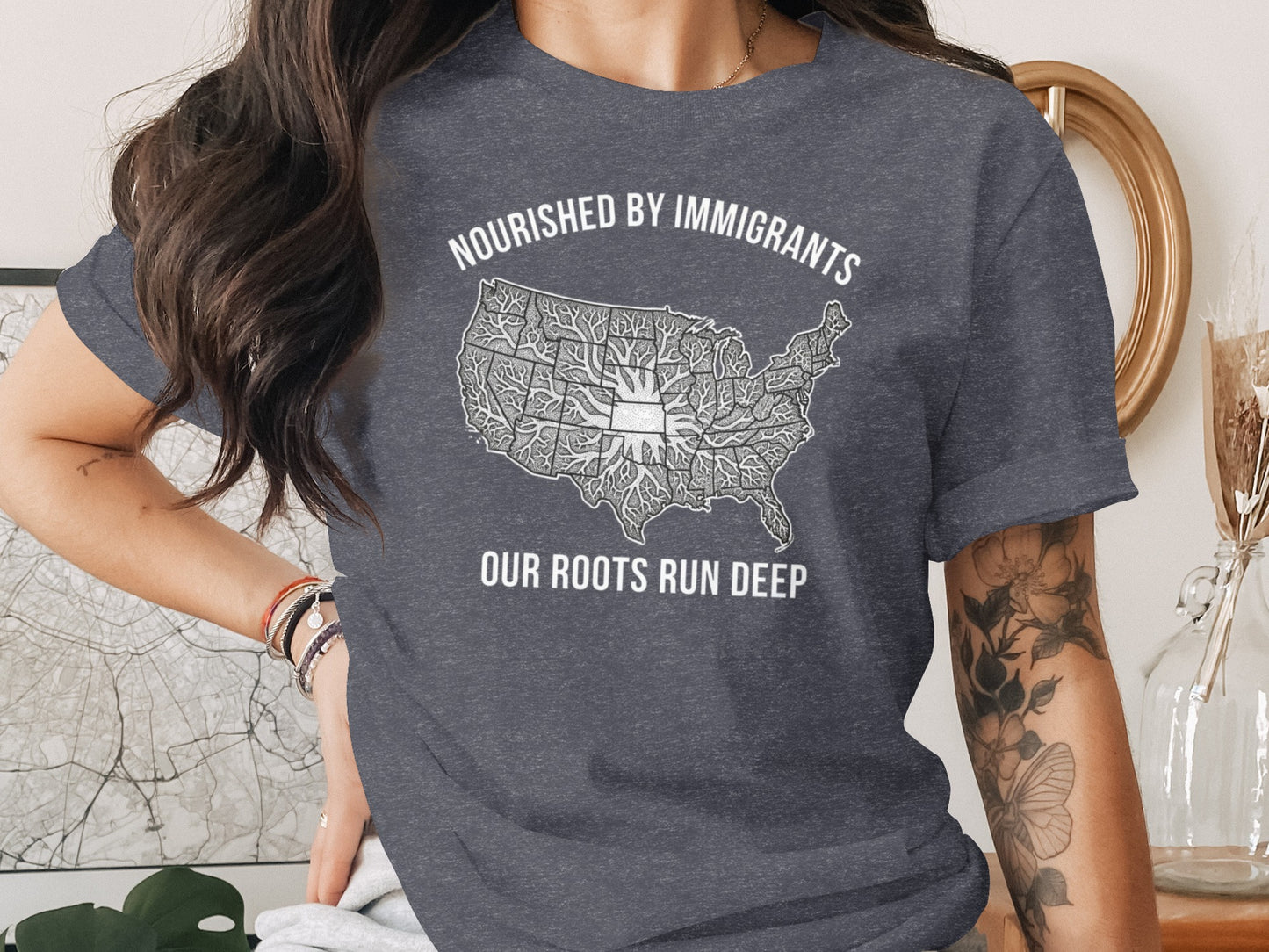 Nourished By Immigrants Our Roots Run Deep Shirt