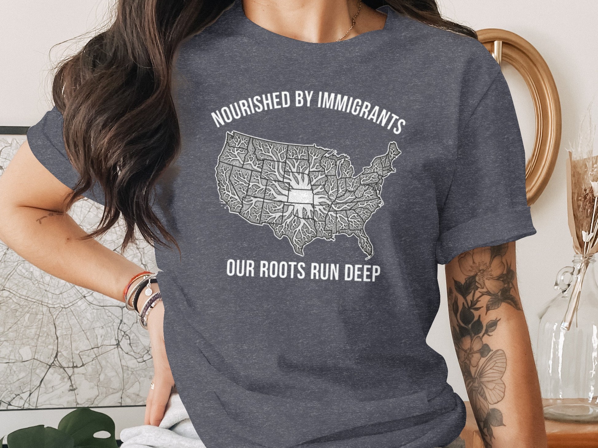 Nourished By Immigrants Our Roots Run Deep Shirt