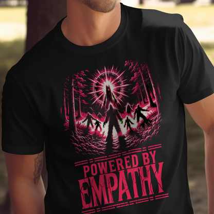 Black t-shirt with a forest scene and "EMPATHY" text.