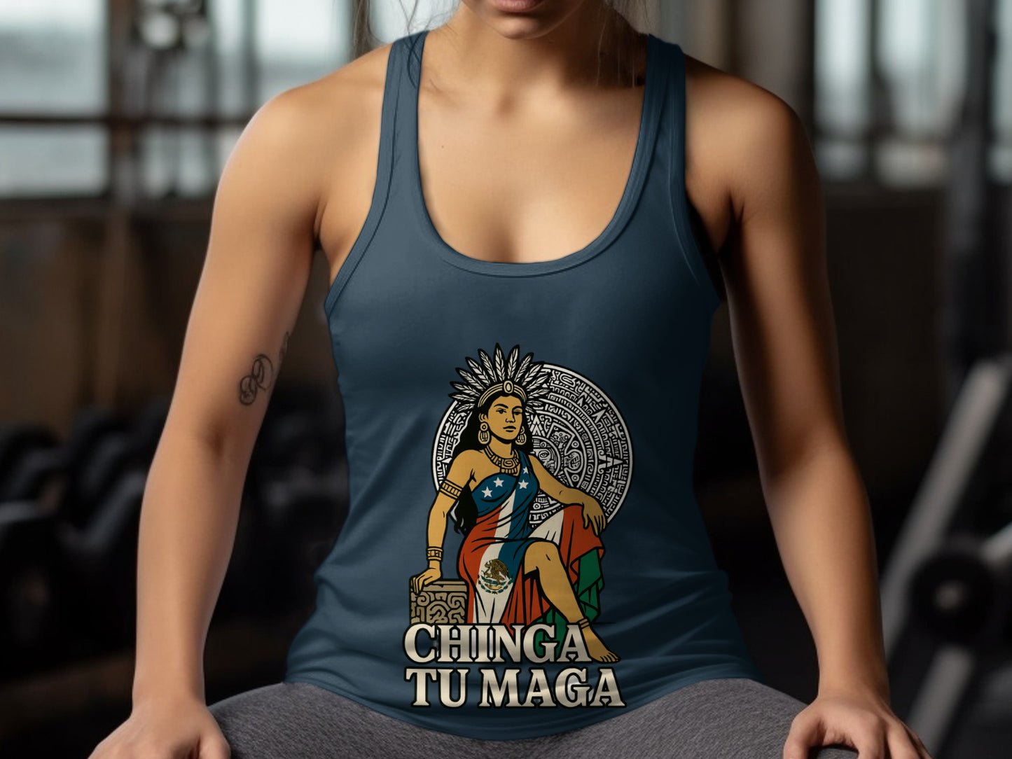 Chinga Tu Maga Aztec Art Graphic Women's Tank Top