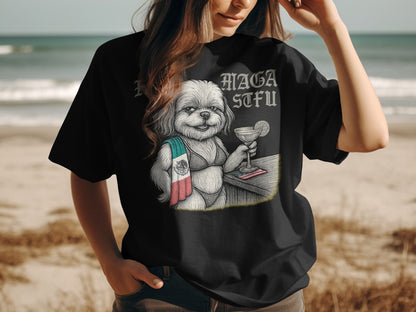 Vacation Vibes Dog Holding Drink Graphic T-Shirt product
