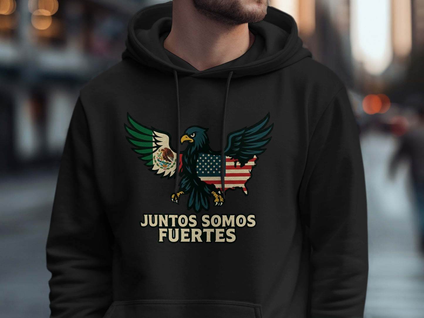 Juntos Somos Fuertes Black Hoodie clothing product