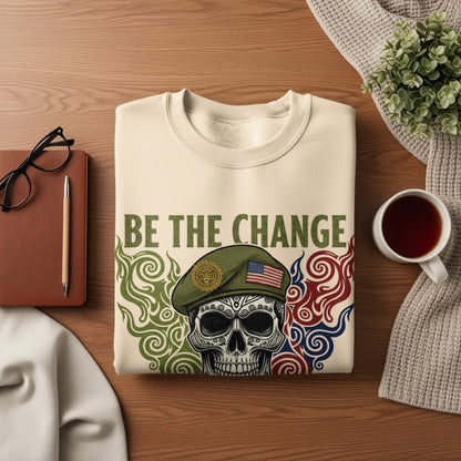 Be the Change Skull Design Cozy Sweatshirt