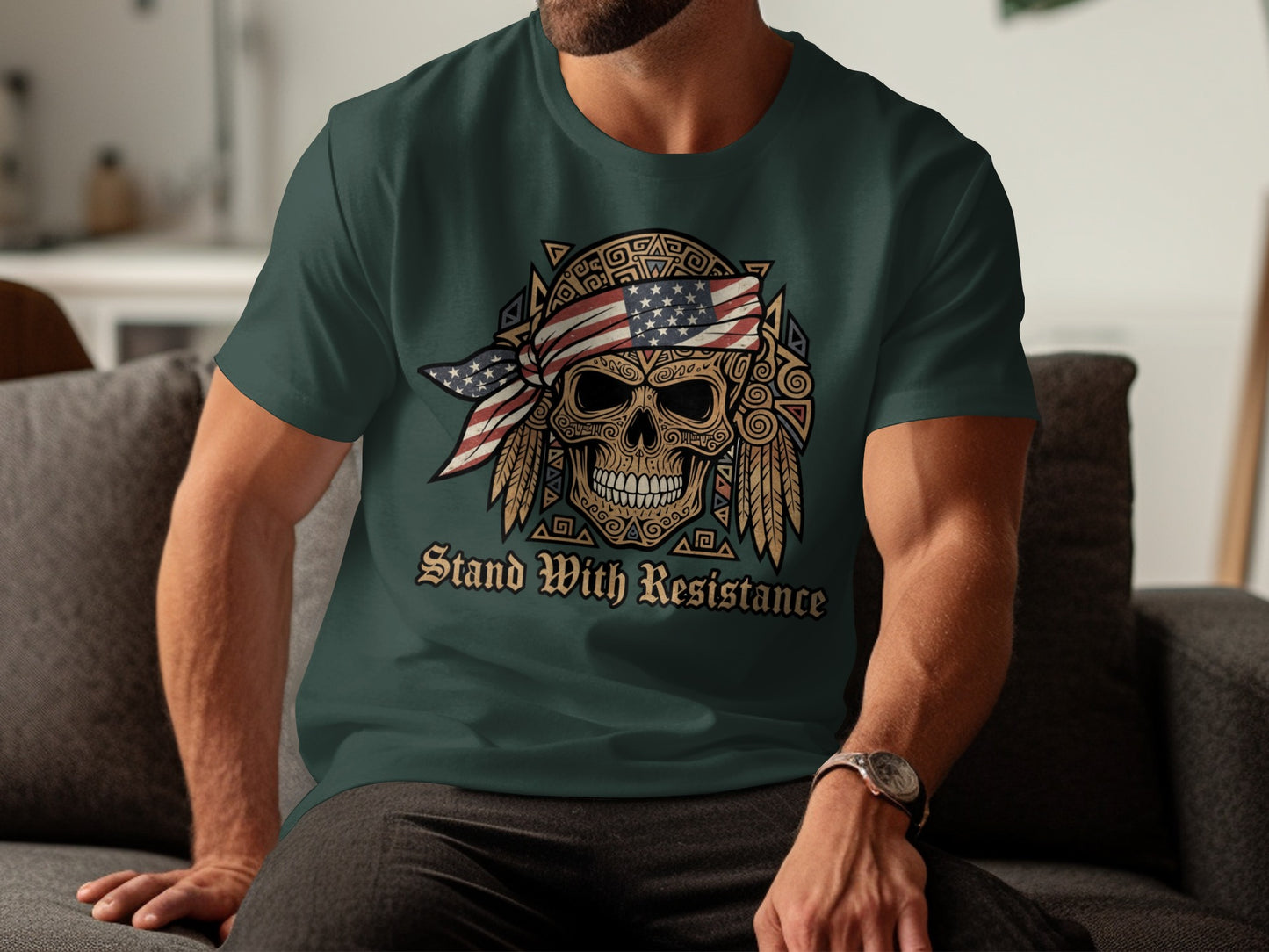 Stand With Resistance Graphic Skull T-Shirt