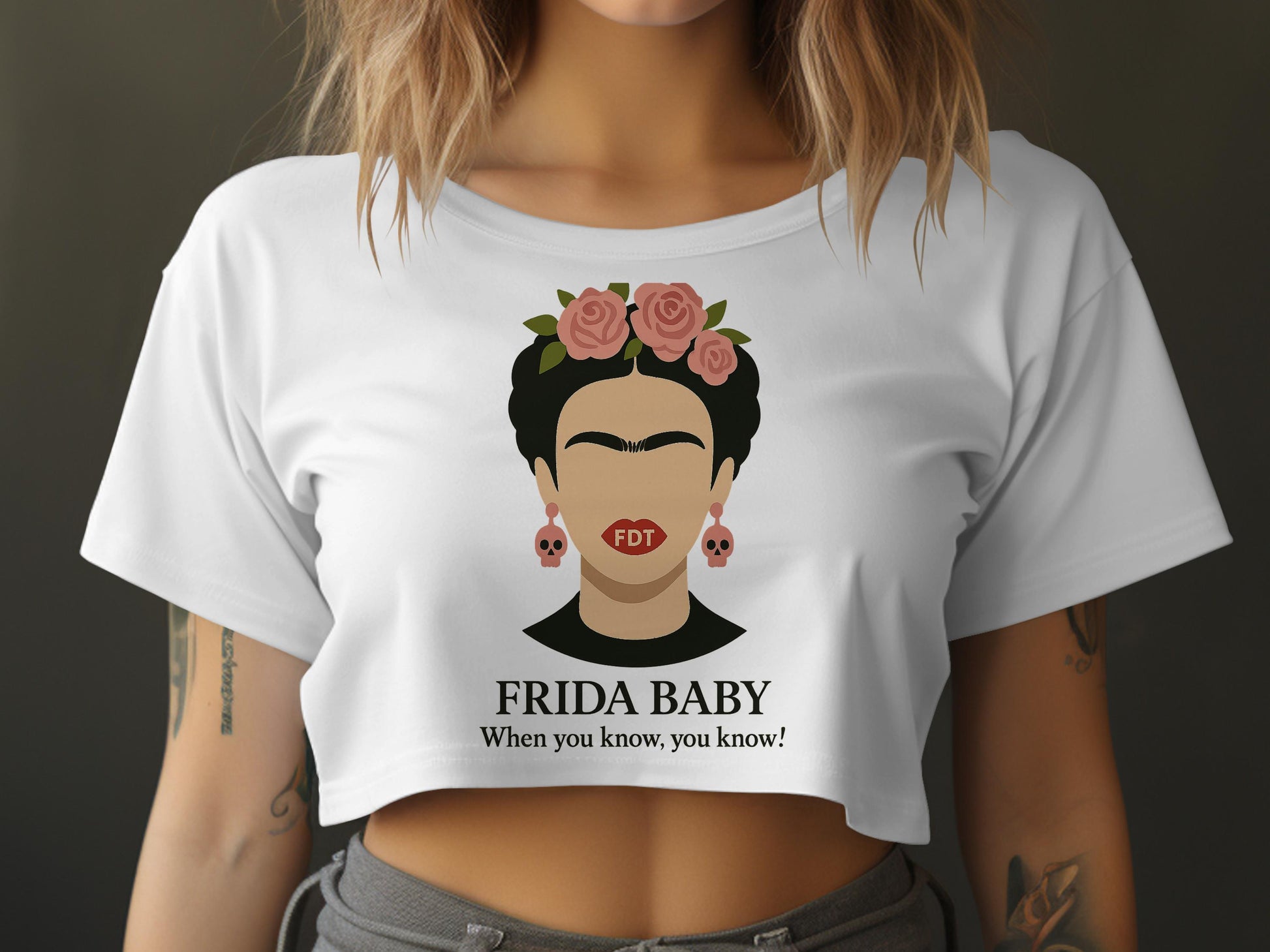 Stylish Frida Baby Graphic Crop Top T-Shirt product