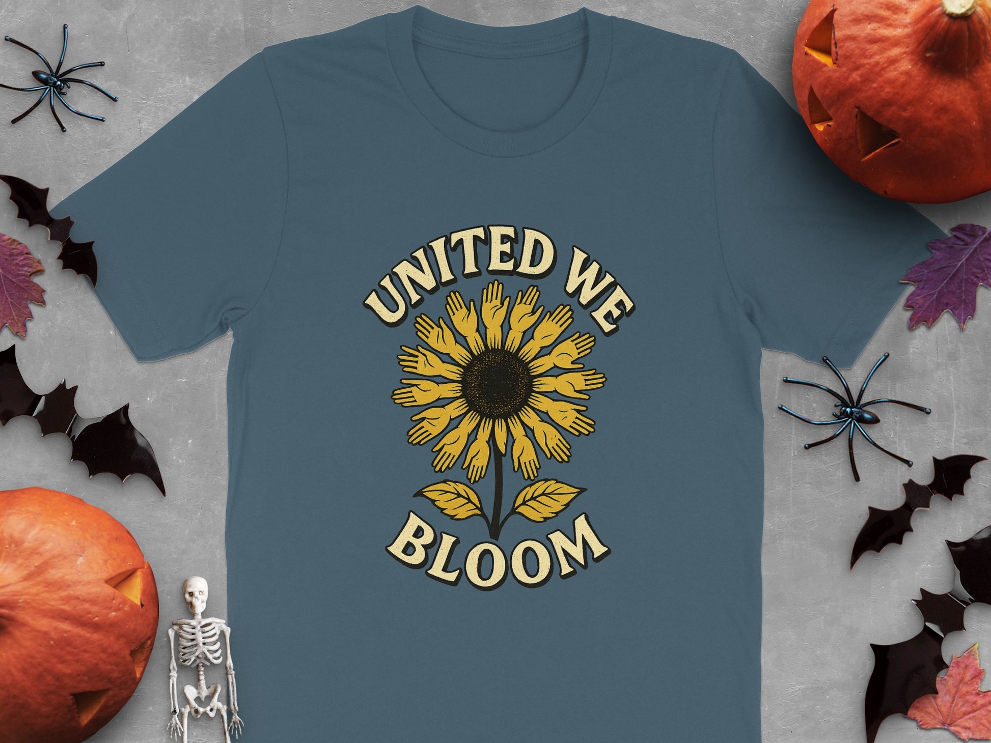 United We Bloom Sunflower Halloween Themed Shirt Product