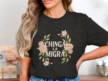 Chinga La Migra Floral Graphic Shirt product type