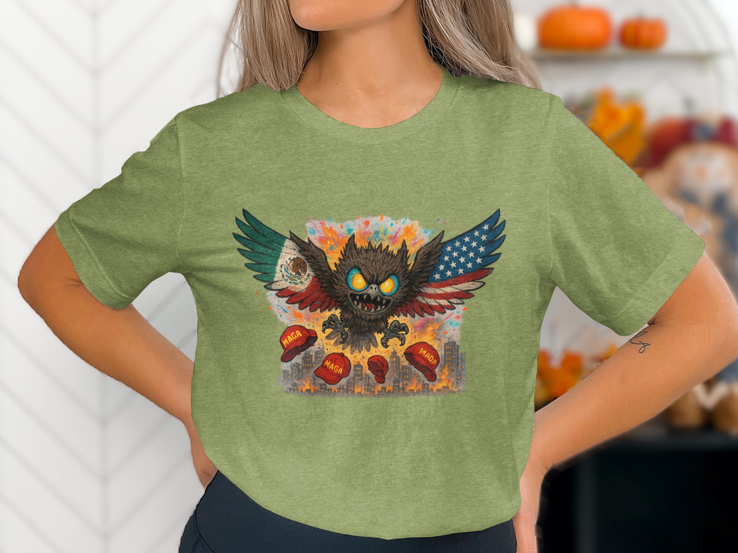 Fierce Winged Creature with USA Flag Design Shirt product