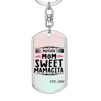 Custom Personalized Gift For Mom, Dog Tag with Swivel Keychain USA Made