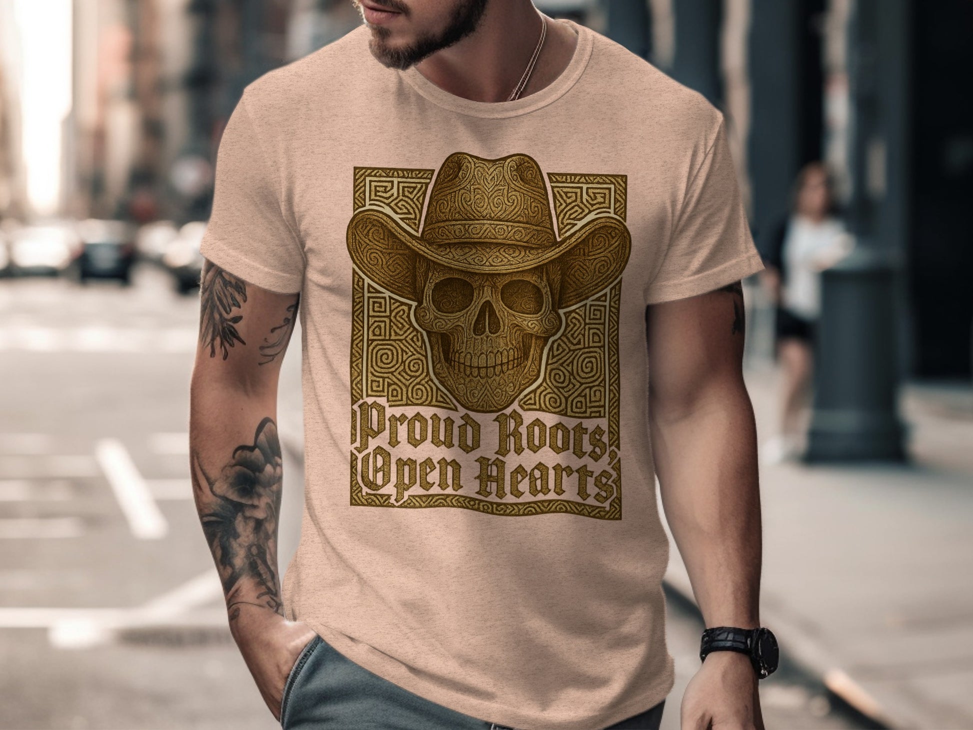 Proud Roots Open Hearts Skull Design T-shirt