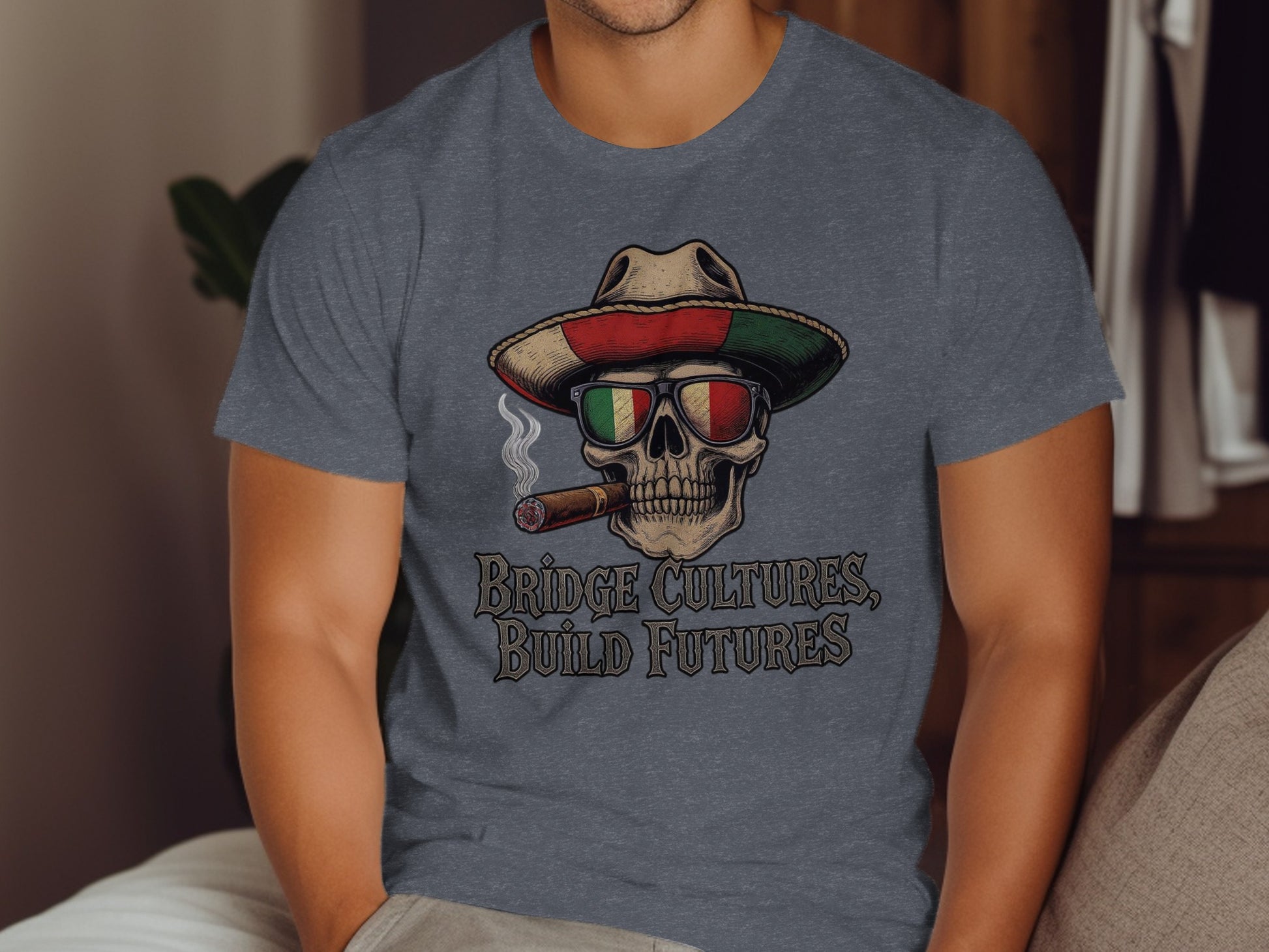 Bridge Cultures Build Futures Skull T-shirt product type