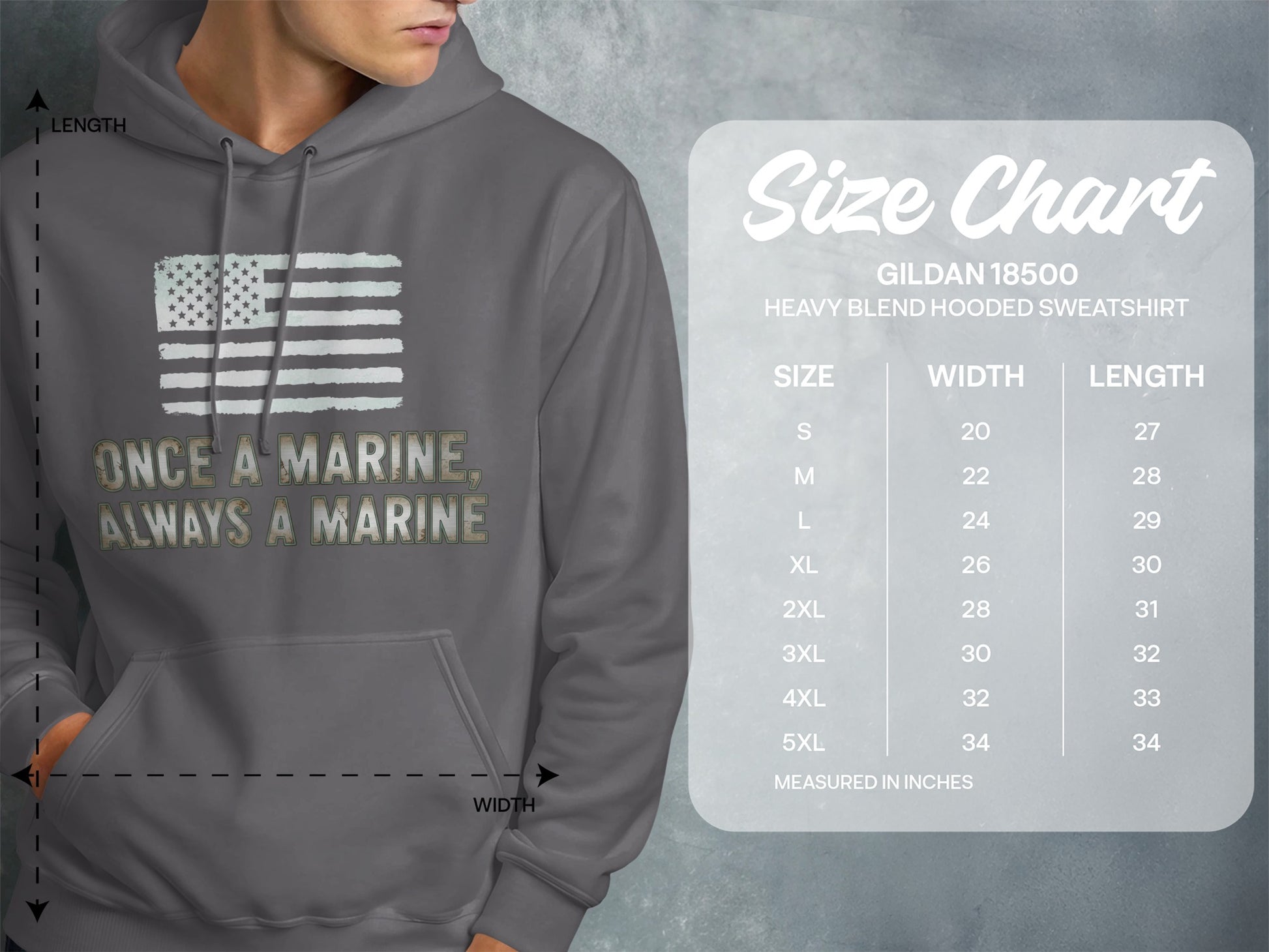 Once a Marine Always a Marine Hooded Sweatshirt