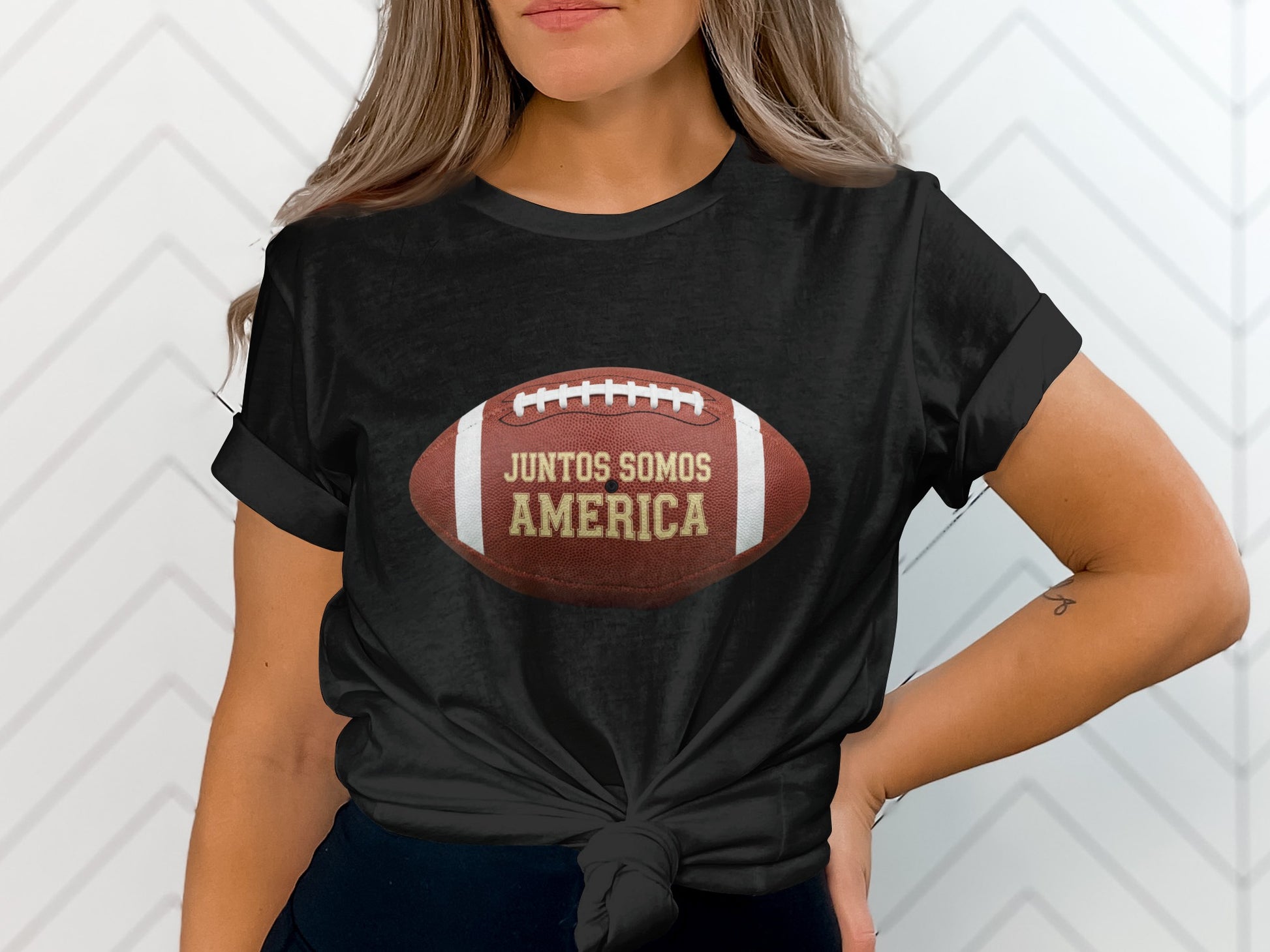 Juntos Somos America Football Design Graphic Shirt
