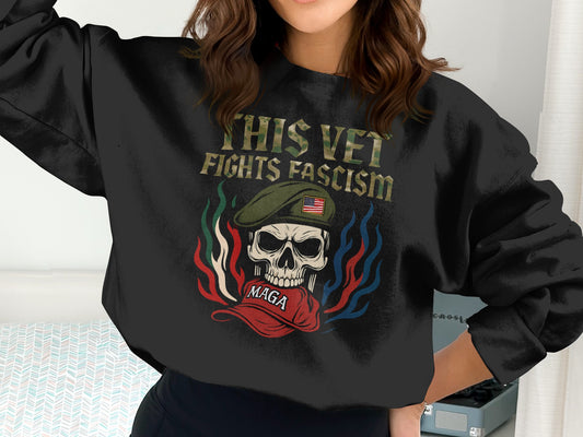 This Vet Fights Fascism Skull Design Sweatshirt product