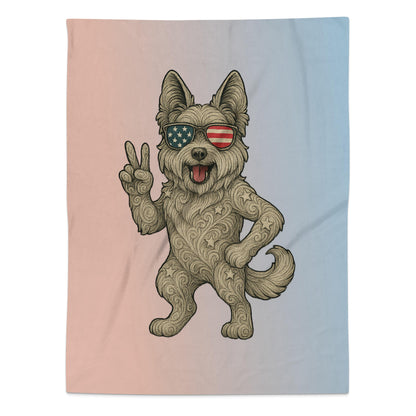 Cool Dog with American Flag Sunglasses Blanket product