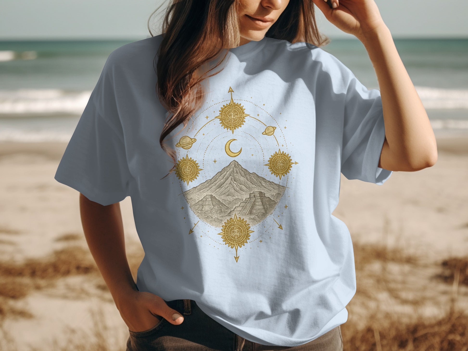 Abstract Mountain and Sun Graphic T-Shirt product type