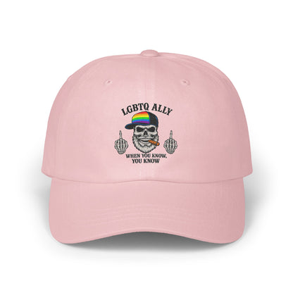 LGBTQ Ally Skull Design Pink Adjustable Hat product