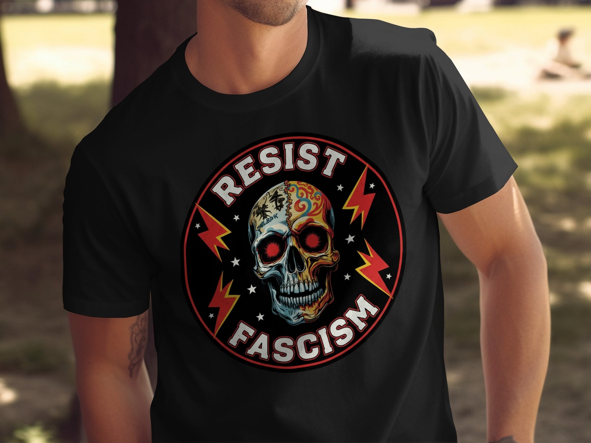 Resist Fascism Skull Design T-shirt product type