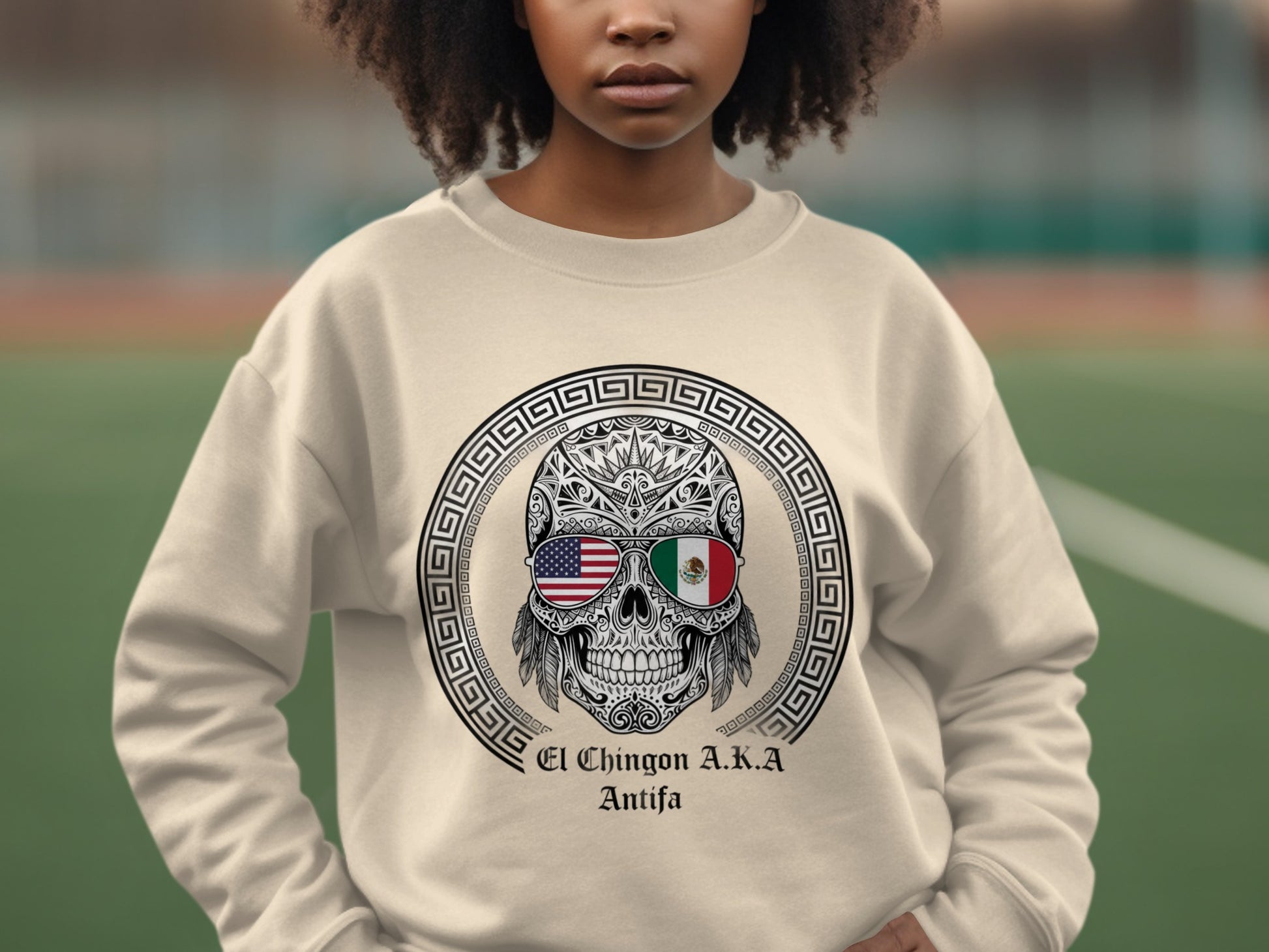 El Chingon A.K.A Antifa Skull Graphic Sweatshirt