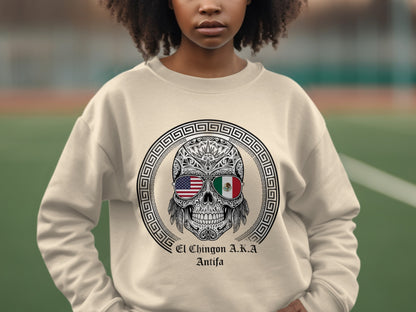 El Chingon A.K.A Antifa Skull Graphic Sweatshirt