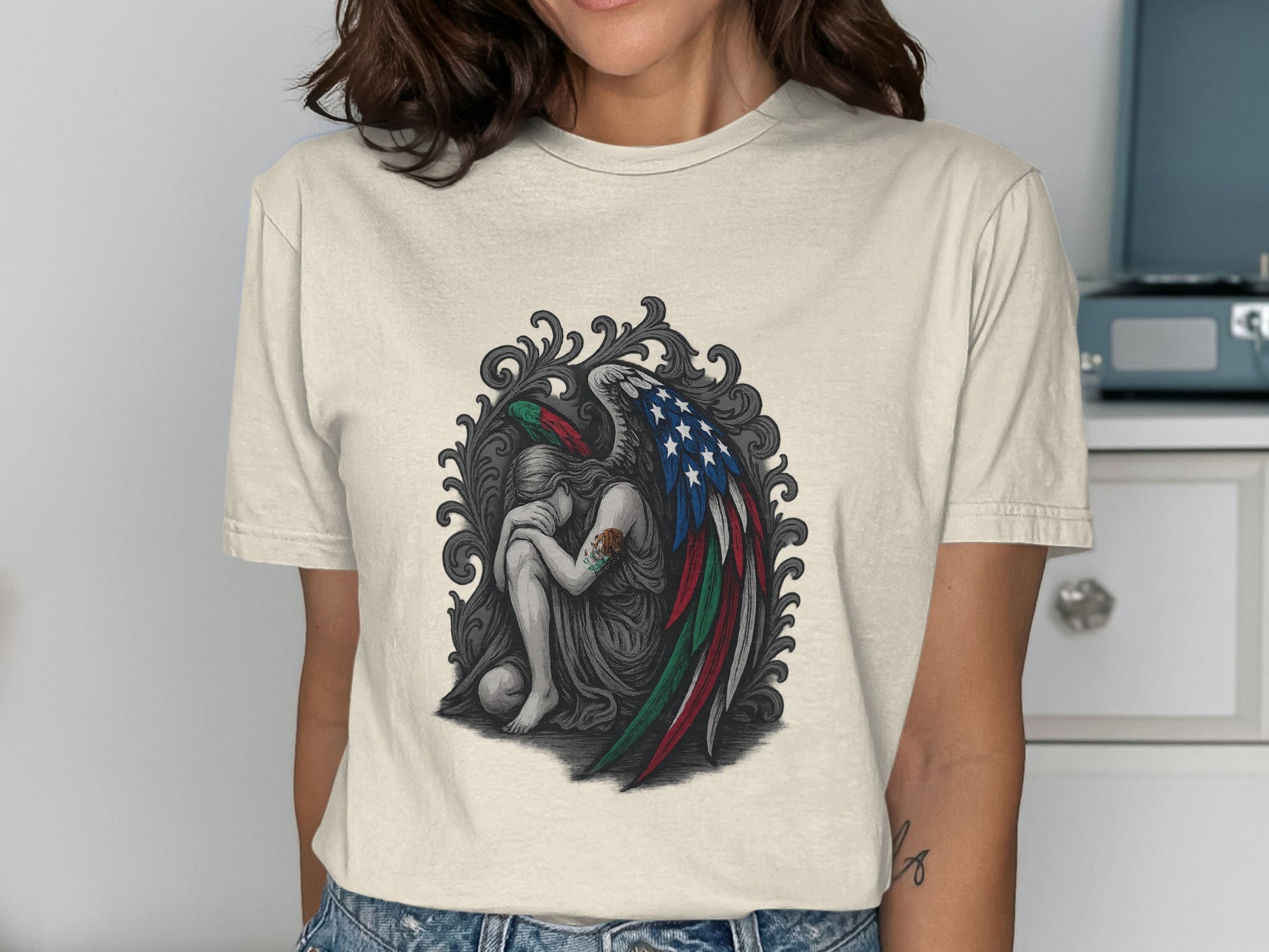 Artistic Winged Figure Tattoo T-shirt product