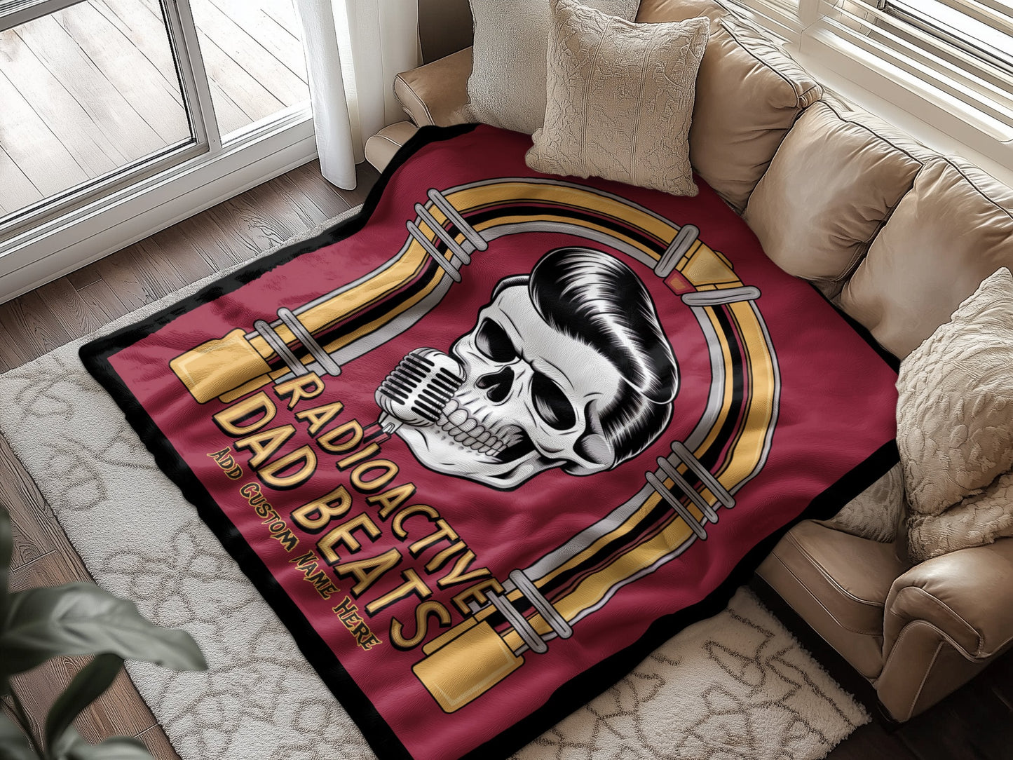 Radioactive Dad Beats Throw Blanket Cozy Living Room Product