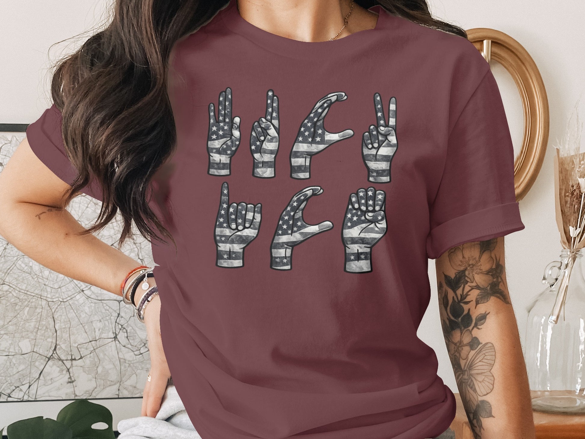 American Sign Language Hand Gestures Graphic T-Shirt