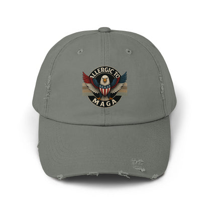 Allergic To MAGA Eagle Emblem Distressed Hat product