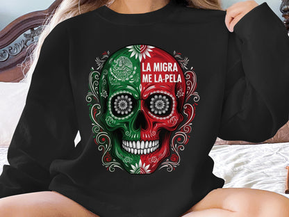 Mexican Flag Skull Graphic Design Shirt product