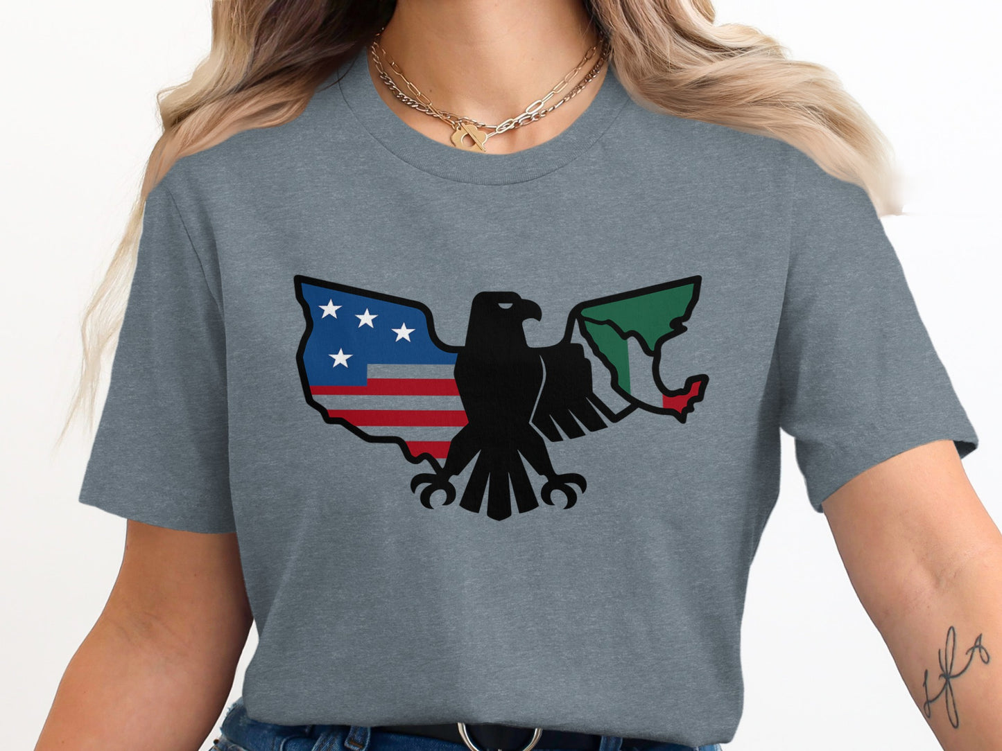 Vintage USA and Mexico Eagle Flag Graphic T-Shirt product type
