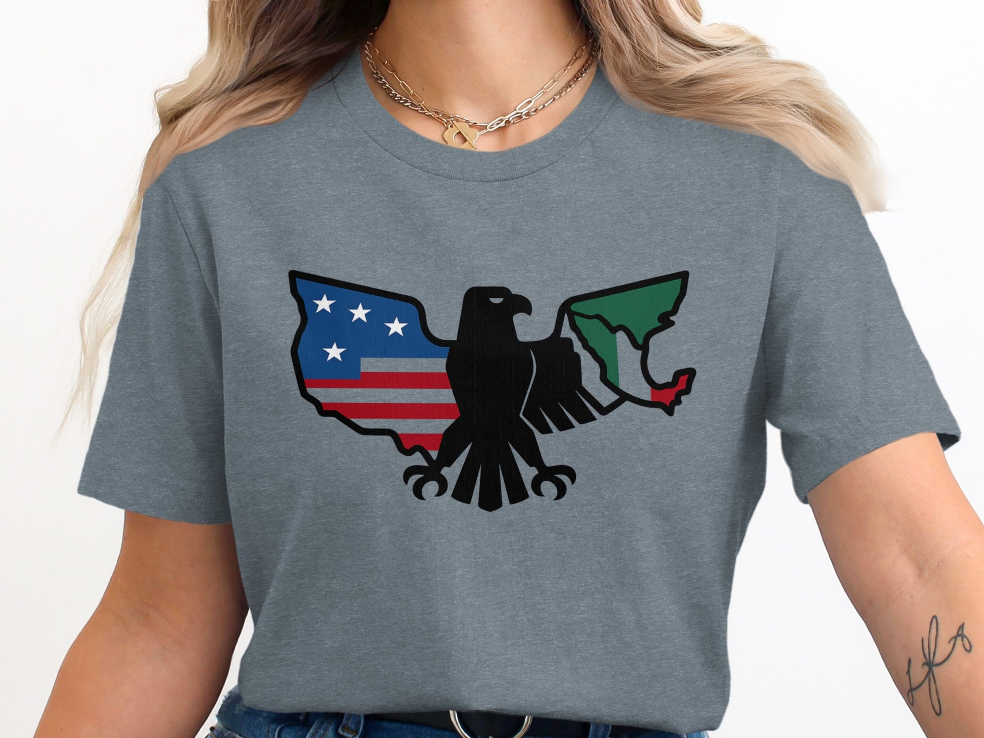 Vintage USA and Mexico Eagle Flag Graphic T-Shirt product type