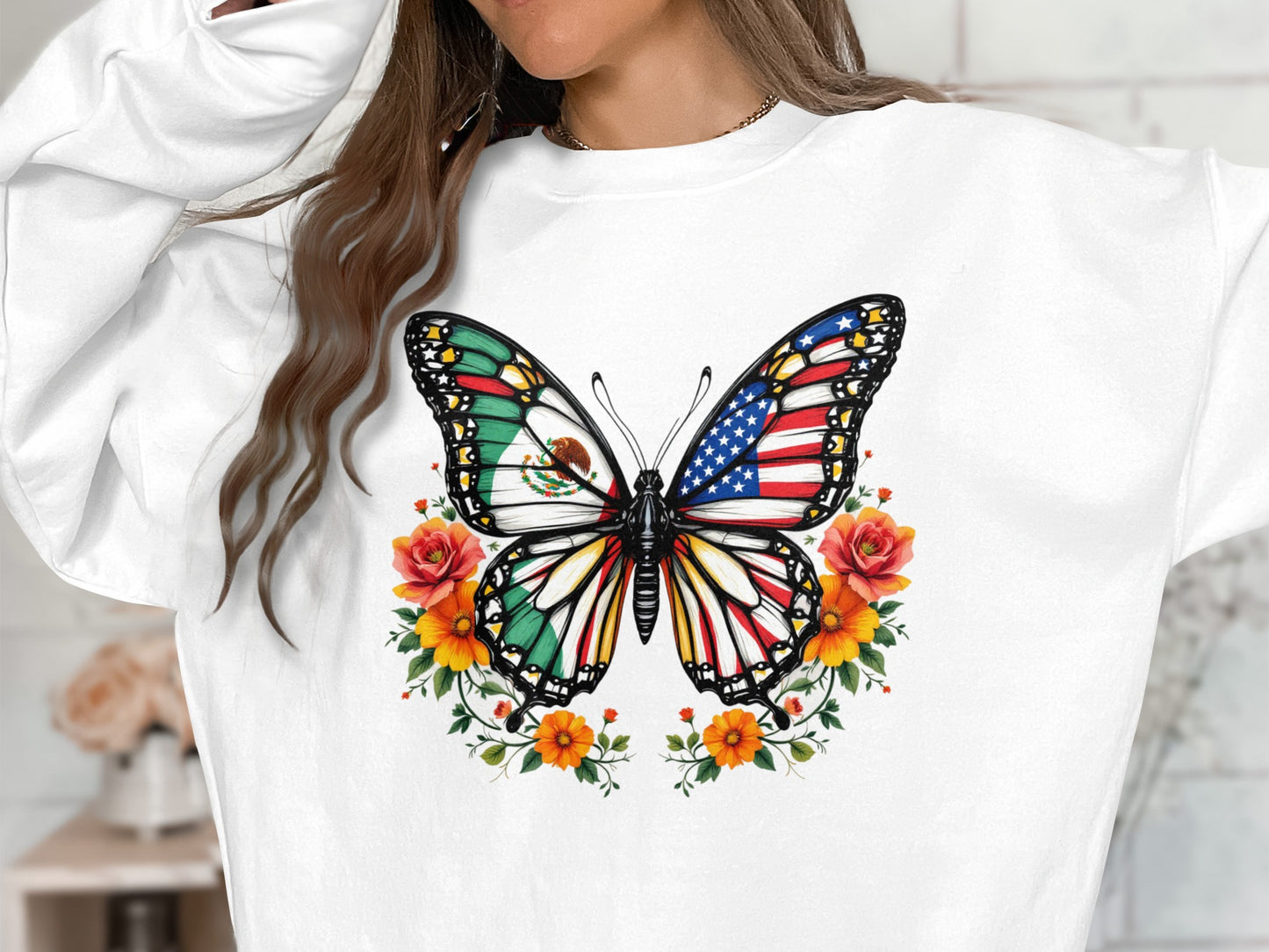 Colorful Butterfly and Flowers Graphic Sweatshirt product
