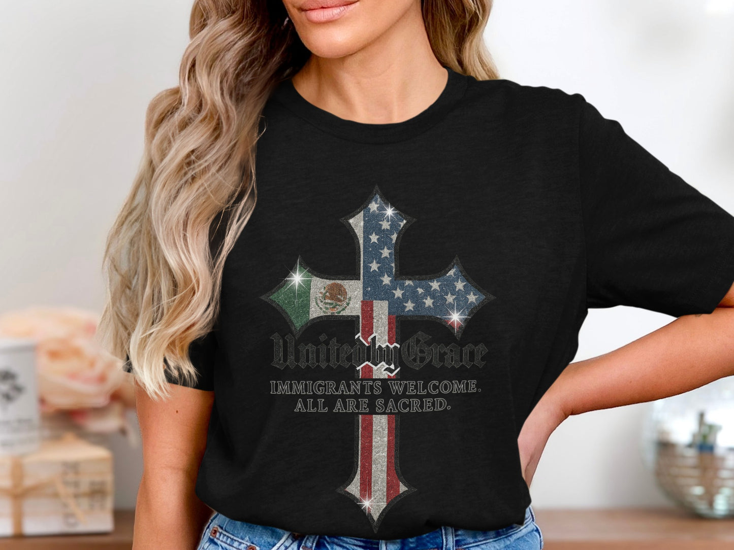 United We Stand Cross Immigrants Welcome T-shirt product