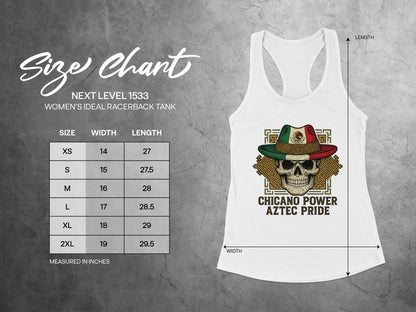 Chicano Power Aztec Pride Skull Racerback Tank