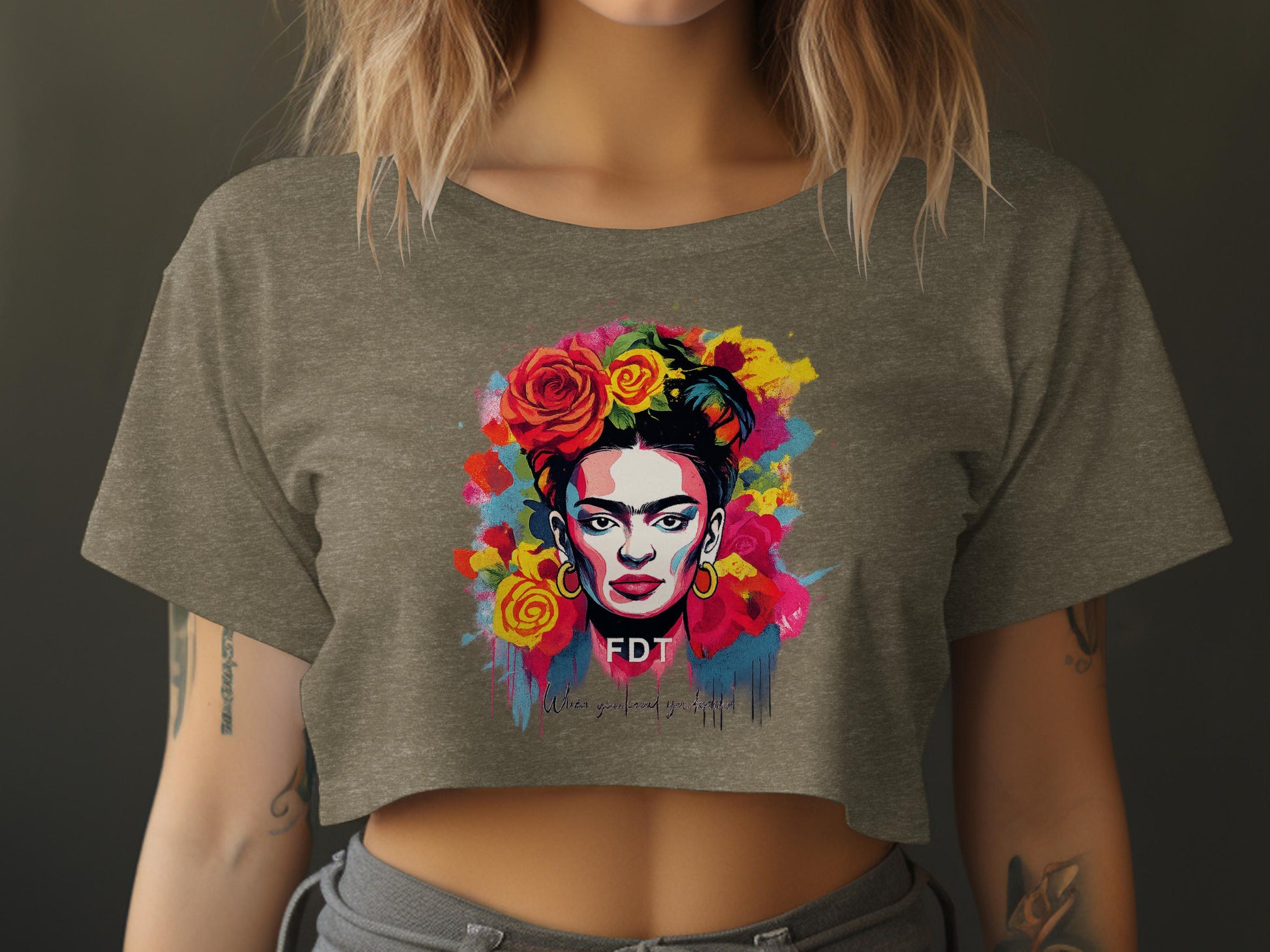 Colorful Faces and Flowers Graphic Print product type