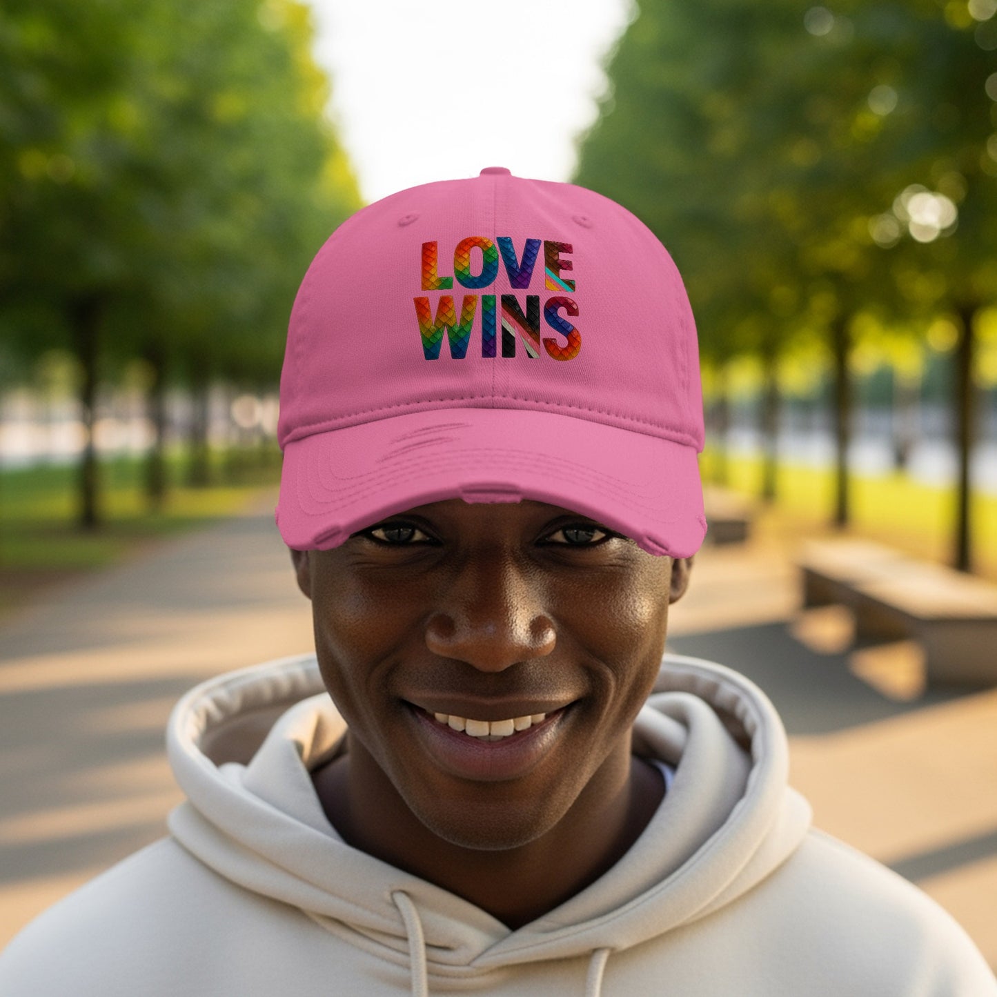 Love Wins Colorful Message Pink Hat product