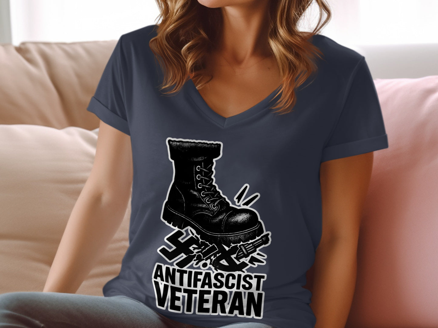 Antifascist Veteran T-Shirt with Unique Graphic Design