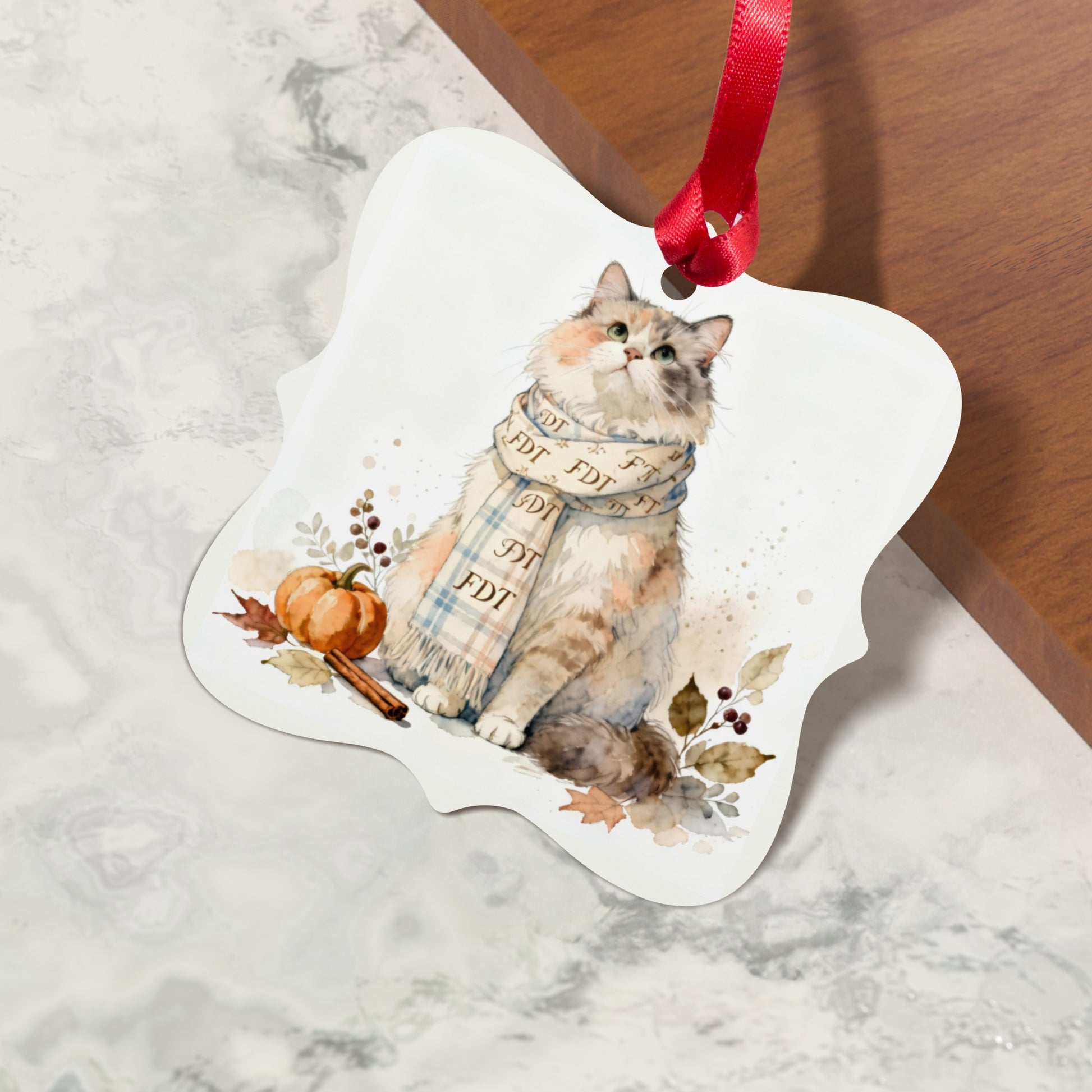 Whimsical Cat Ornament with Autumnal Decor