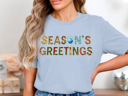 Festive Season's Greetings Graphic Tee for Holiday