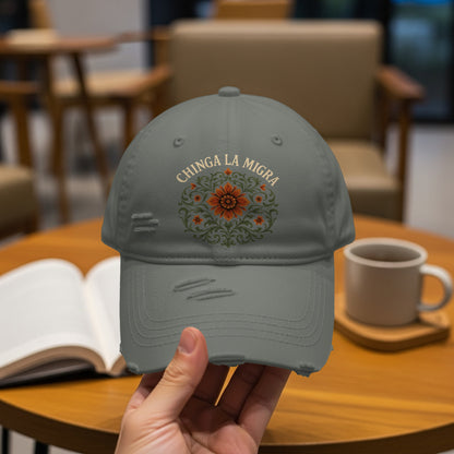 Chinga La Migra Embroidered Distressed Dad Hat product type