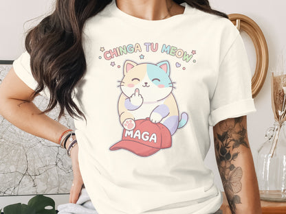 Pastel Chinga Tu Meow Cat MAGA Hat Middle Finger Funny product type
