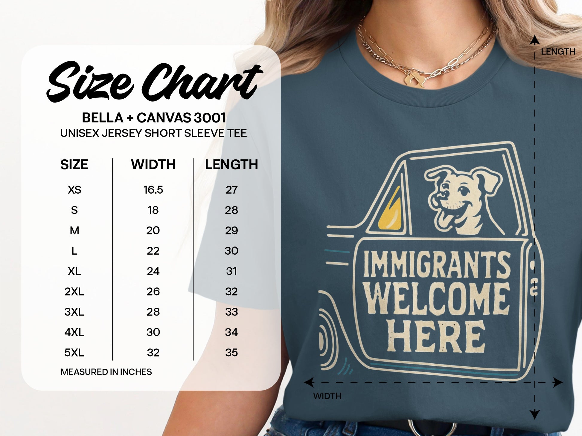 Immigrants Welcome Here Bella + Canvas 3001 Unisex Tee