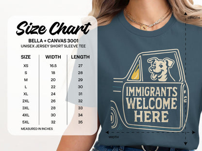 Immigrants Welcome Here Bella + Canvas 3001 Unisex Tee