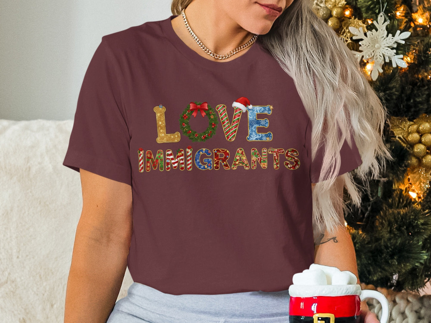 Love Immigrants Festive Christmas Shirt