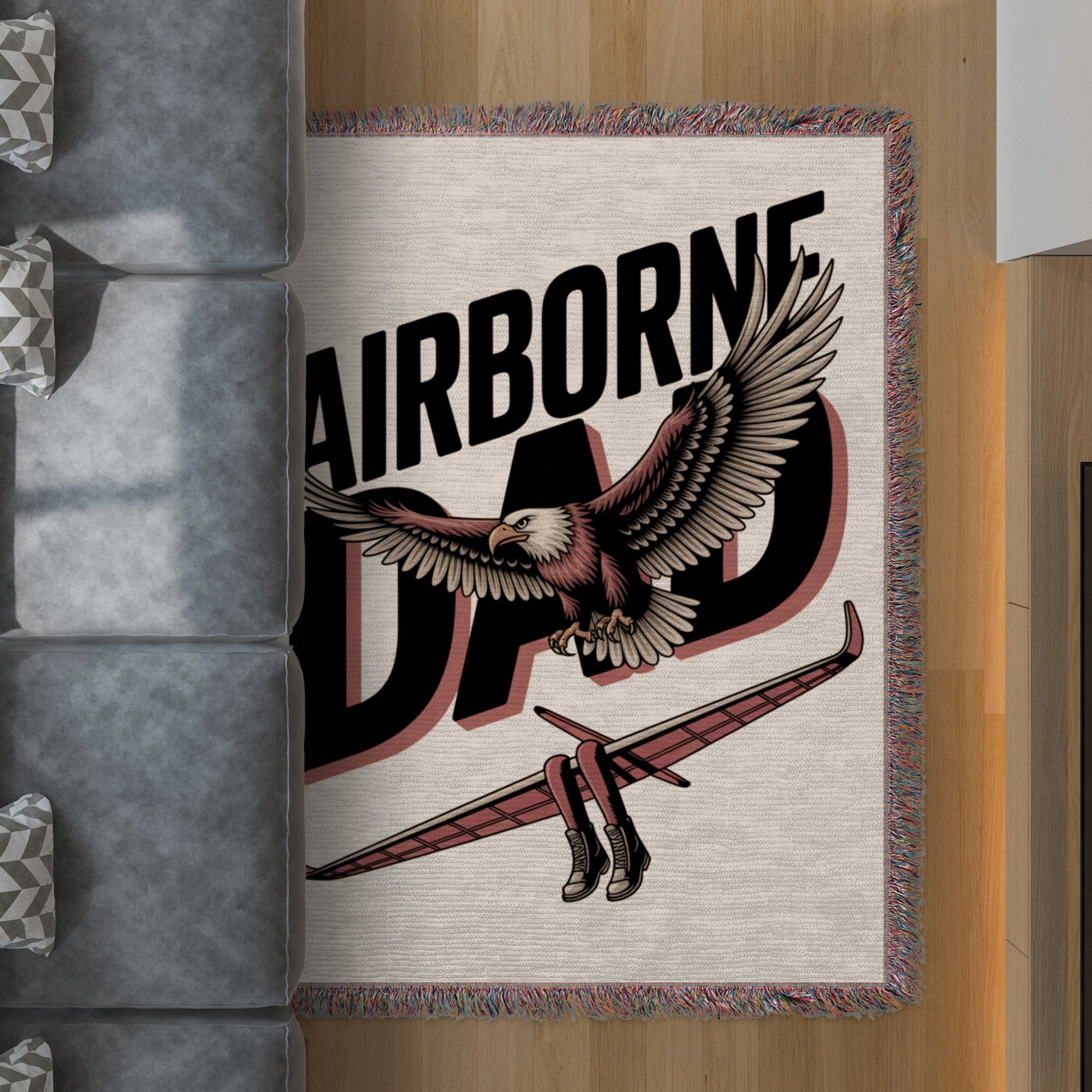 Airborne Dad Eagle Graphic Ultra Soft Cozy Blanket product