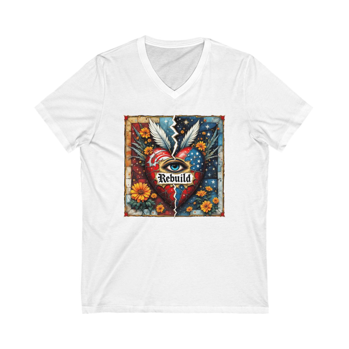 Rebuild Heart with Wings V-Neck T-Shirt product type