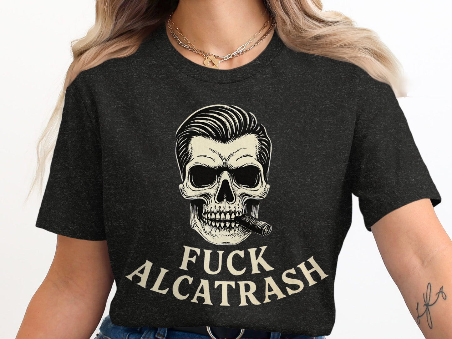 Edgy Skull Alcatrash Statement Tee Shirt Product