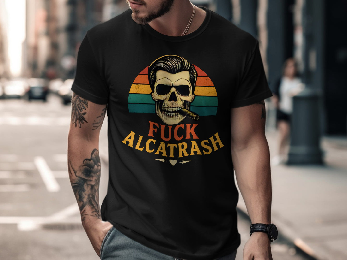 Retro Skull Design Statement Shirt Cool Style Product