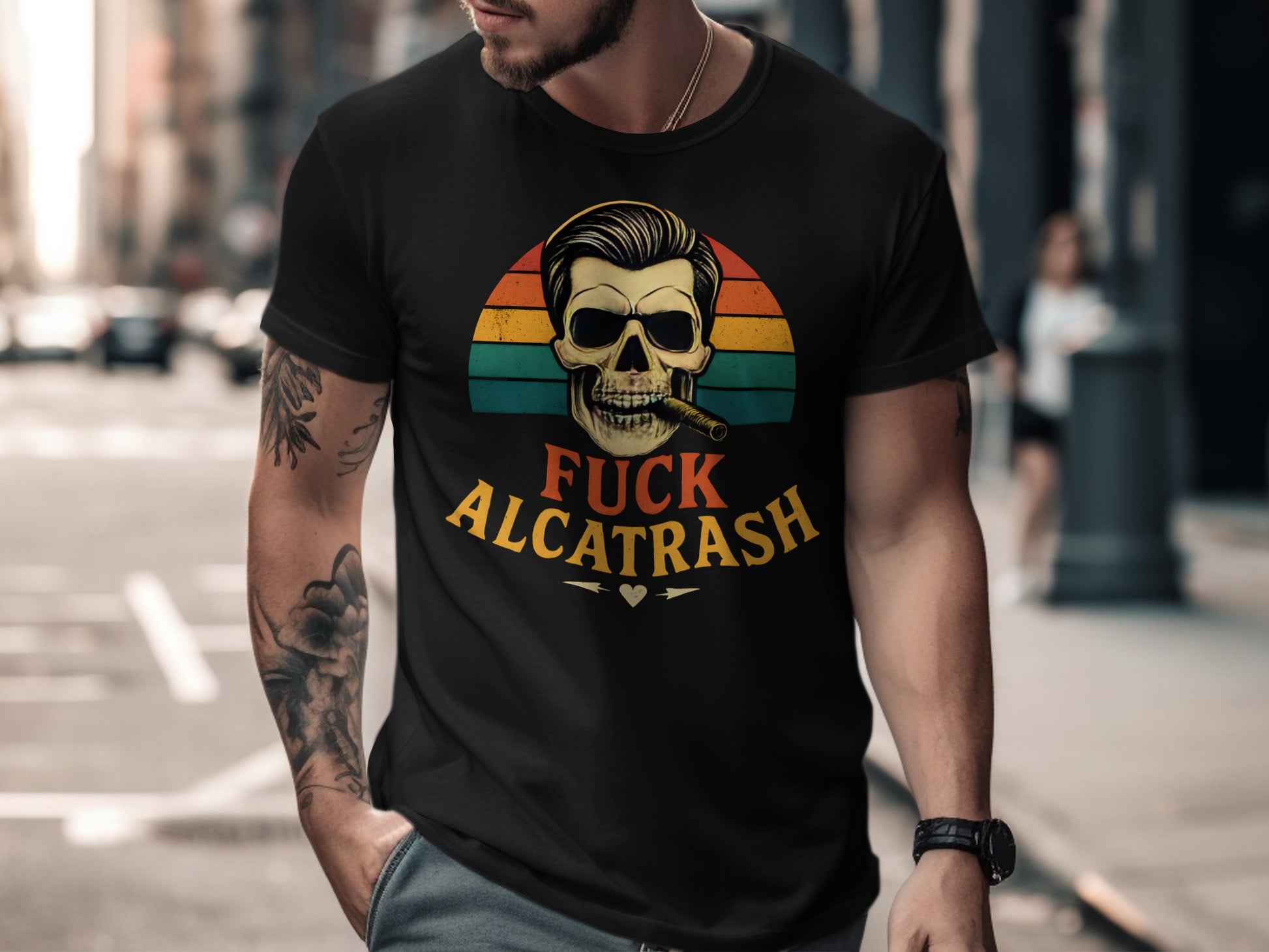 Retro Skull Design Statement Shirt Cool Style Product