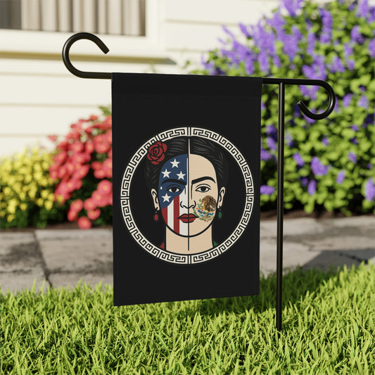 Dual Face Art Garden Flag with Floral Background Design